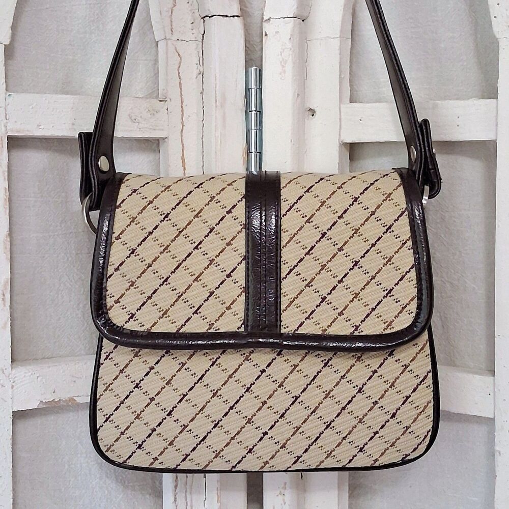 Vintage DKNY Baguette Demi Flap Shoulder Bag Earthy Plaid Academia 90s Y2K Purse